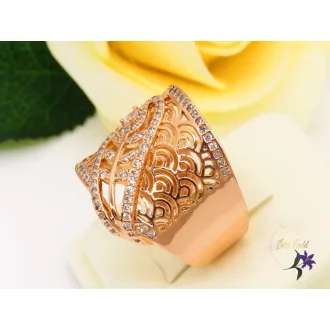   Milanna antiallergén széles gyűrű csipke mintázatú,tűcirkónia díszítés-rosegold