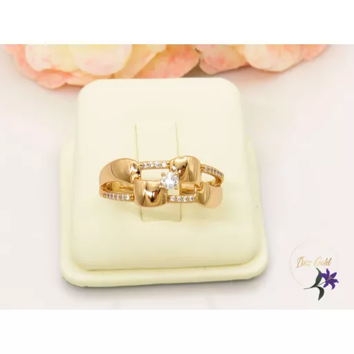 Mara Gold Filled egyedi tervezésű kisköves gyűrű-18K 