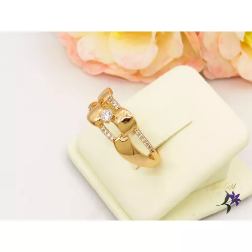 Mara Gold Filled egyedi tervezésű kisköves gyűrű-18K 