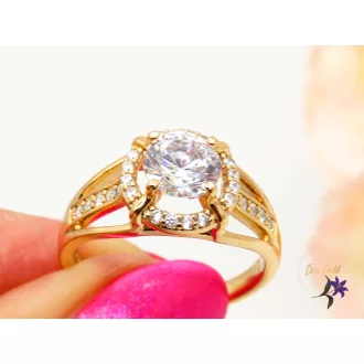 Palmira Gold Filled fehér központi köves gyűrű-18K