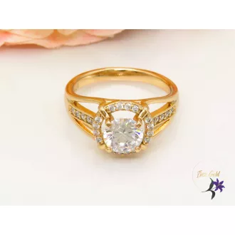 Palmira Gold Filled fehér központi köves gyűrű-18K