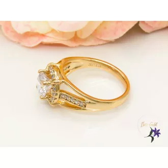Palmira Gold Filled fehér központi köves gyűrű-18K