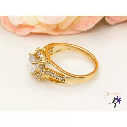 Palmira Gold Filled fehér központi köves gyűrű-18K