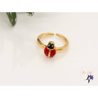   Xuping Mirka antiallergén gyermek piros katicás gyűrű-18K 