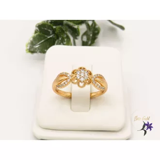 Petra-gold antiallergén gyűrű virág díszítéssel-18K 