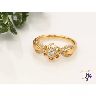 Petra-gold antiallergén gyűrű virág díszítéssel-18K 