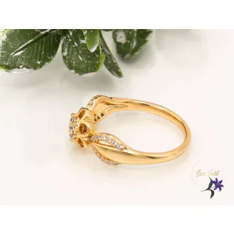 Petra-gold antiallergén gyűrű virág díszítéssel-18K 