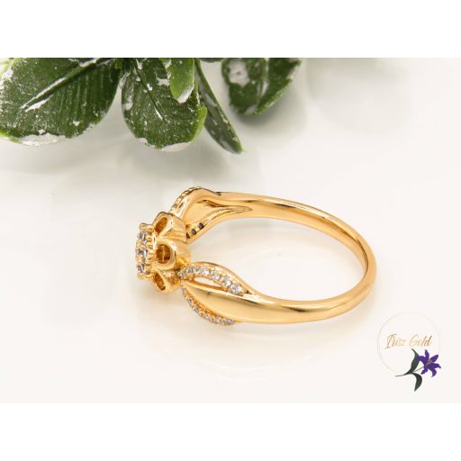 Petra-gold antiallergén gyűrű virág díszítéssel-18K 
