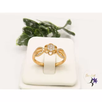 Petra-gold antiallergén gyűrű virág díszítéssel-18K 