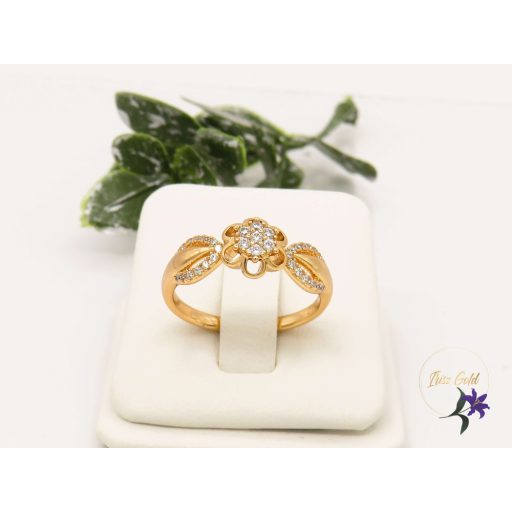 Petra-gold antiallergén gyűrű virág díszítéssel-18K 
