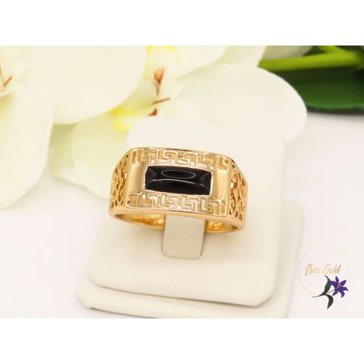 Tomy antiallergén férfi pecsétgyűrű-fekete kővel-18k 