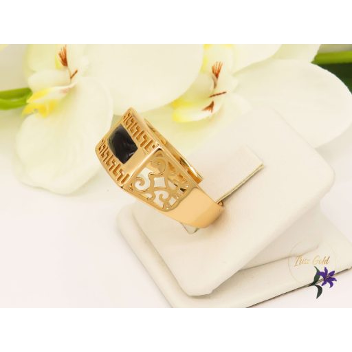 Tomy antiallergén férfi pecsétgyűrű-fekete kővel-18k 