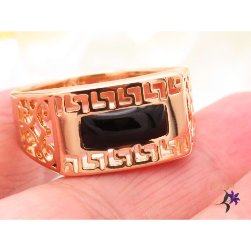 Tomy antiallergén férfi pecsétgyűrű-fekete kővel-18k 