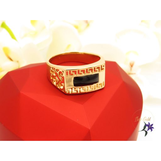 Tomy antiallergén férfi pecsétgyűrű-fekete kővel-18k 