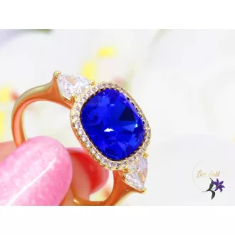 Kiara blue gold filled kristályköves gyűrű-14K 