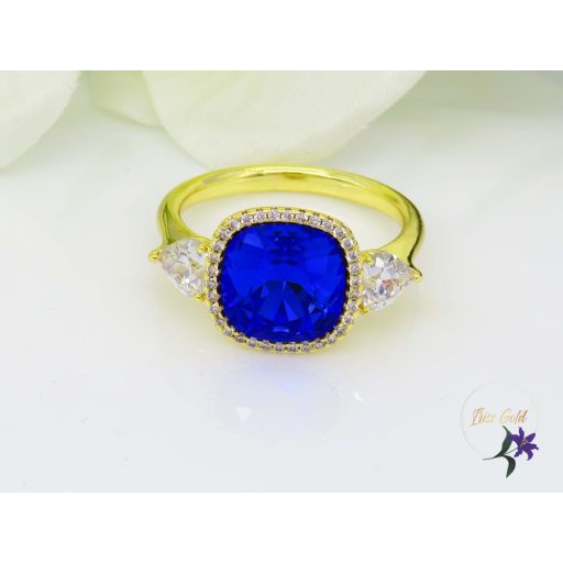 Kiara blue gold filled kristályköves gyűrű-14K 