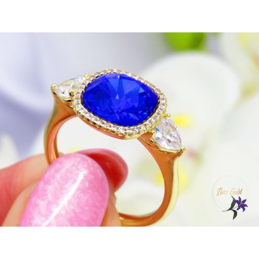 Kiara blue gold filled kristályköves gyűrű-14K 