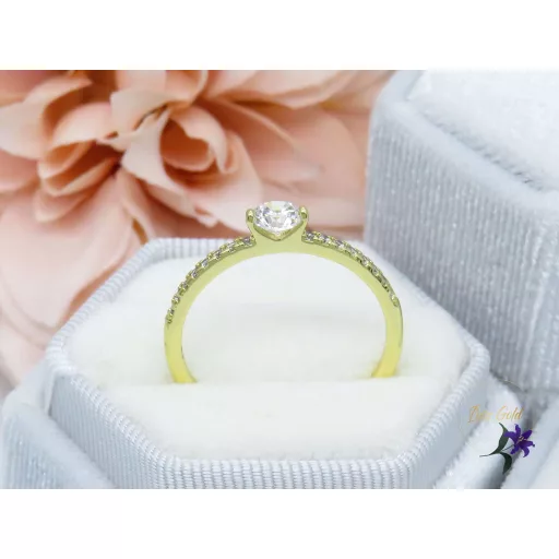 Alize kis fehér köves eljegyzési gyűrű-14K 