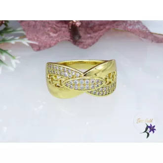 Széles apróköves gyűrű-14k 
