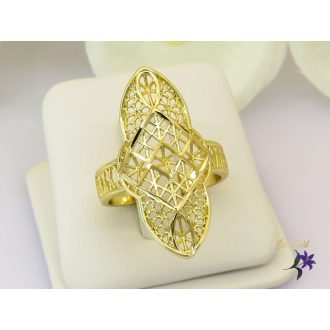 Csenta antiallegén hosszúkás csipkemintás gyűrű-14K 