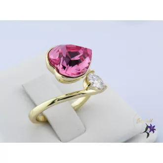Fióna antiallergén pink kristályköves gyűrű-14K 