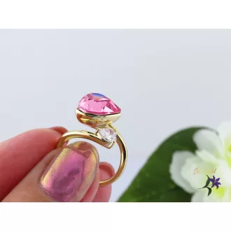 Fióna antiallergén pink kristályköves gyűrű-14K 
