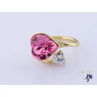 Fióna antiallergén pink kristályköves gyűrű-14K 