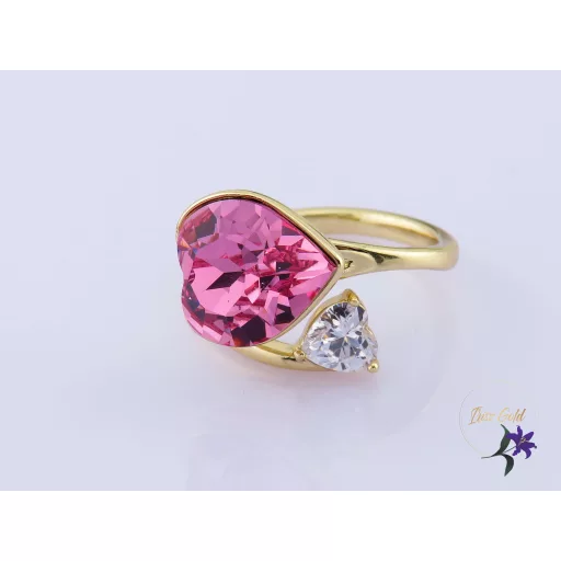 Fióna antiallergén pink kristályköves gyűrű-14K 