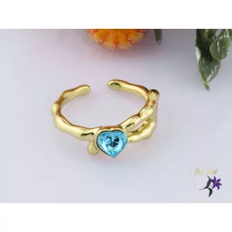 Anda goldfilled kék kirstályköves nyitott gyűrű-14K 