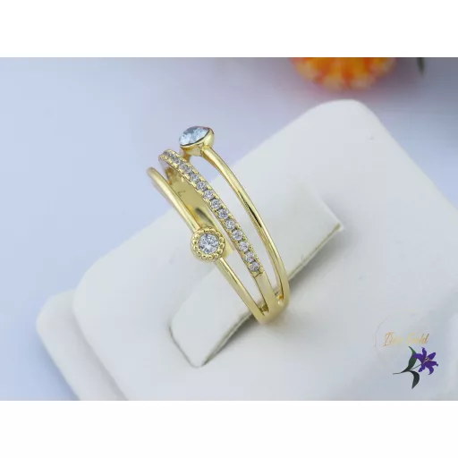 Admira goldfilled fehér kristályköves elegáns gyűrű-14K 
