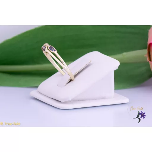 Léda antiallergén kék apró kisköves elegáns gyűrű-14K 