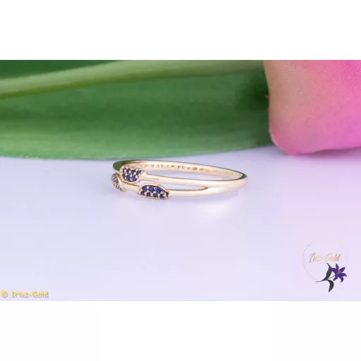 Léda antiallergén kék apró kisköves elegáns gyűrű-14K 