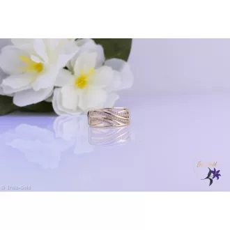   Nelly antiallergén elegáns hullám mintás gyűrű kis kövekkel-14K 