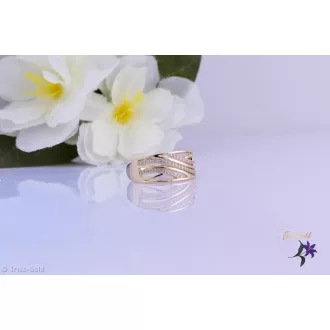  Nelly antiallergén elegáns hullám mintás gyűrű kis kövekkel-14K 