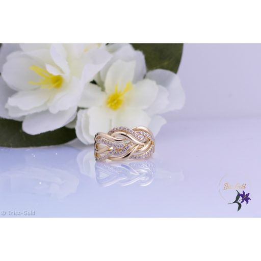 Rozmeri antiallergén csavart mintás elegáns gyűrű kis övekkel-14K 