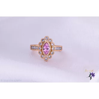   Elina goldfilled elegáns rózsaszin hosszú köves gyűrű-18K 