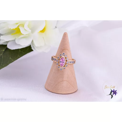 Elina goldfilled elegáns rózsaszin hosszú köves gyűrű-18K 