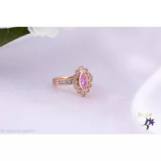   Elina goldfilled elegáns rózsaszin hosszú köves gyűrű-18K 