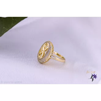   Rozett goldfilled végtelen jeles gyűrű körbe kis kövekkel diszitve-14K 