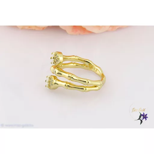 Alica goldfilled különleges gyűrű két fehér disszel-14K 