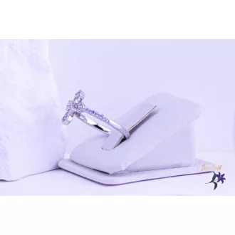   Darla antiallergén kereszt diszítésű gyűrű fehér cirkónia kövekkel-rodium