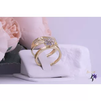   Borostyán goldfilled dúó gyűrű egyik csavart mintás másik középen egy virág-14K 