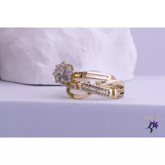   Borostyán goldfilled dúó gyűrű egyik csavart mintás másik középen egy virág-14K 