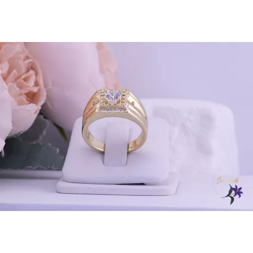 Zora goldfilled férfi köves pecsétgyűrű-14K 
