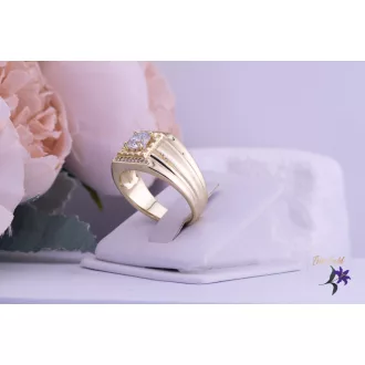 Zora goldfilled férfi köves pecsétgyűrű-14K 