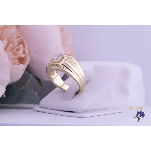 Zora goldfilled férfi köves pecsétgyűrű-14K 