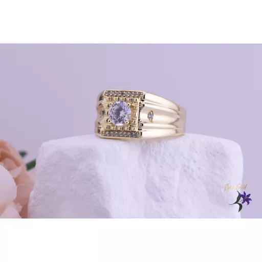 Zora goldfilled férfi köves pecsétgyűrű-14K 
