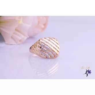   Luli goldfilled bordázott mintás gyűrű kis kövekkel-18K 