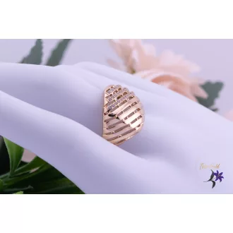   Luli goldfilled bordázott mintás gyűrű kis kövekkel-18K 