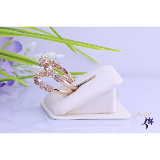 Babi goldfilled duó gyűrű apró fehér kövekkel-18K 